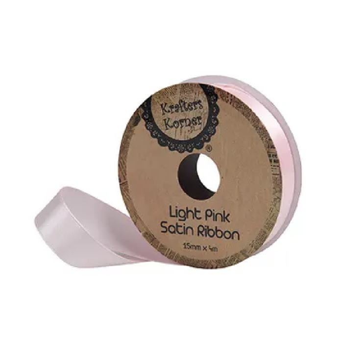Satin Light Pink Ribbon 15mm × 4m