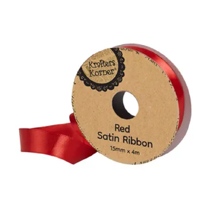 Satin Red Ribbon 15mm × 4m