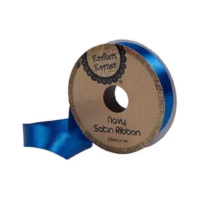 Satin Navy Ribbon 15× 4m [360/12]