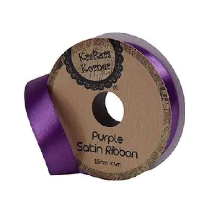 Satin Purple Ribbon 15mm × 4m