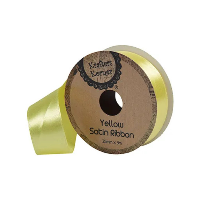Satin Yellow Ribbon 25mm × 3m [288/6]