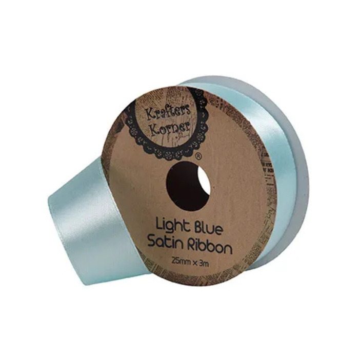Satin Light Blue Ribbon 25mm × 3m [288/12]