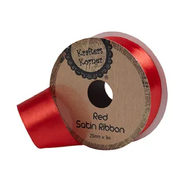 Satin Red Ribbon 25× 3m [288/6]