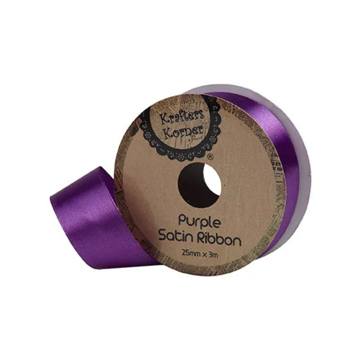 Satin Purple Ribbon 25mm × 3m
