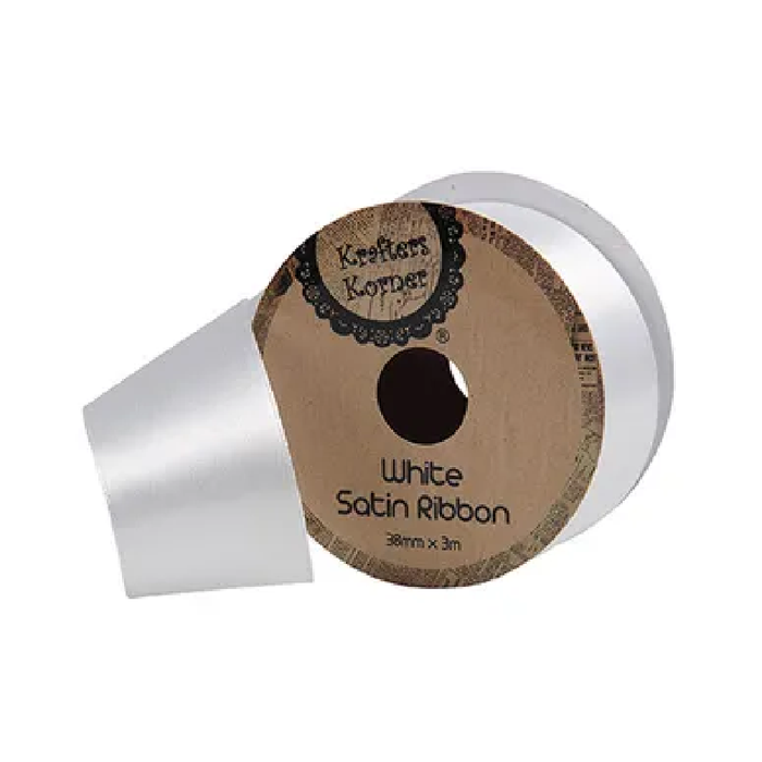 Satin White Ribbon 38× 3m [288/12]