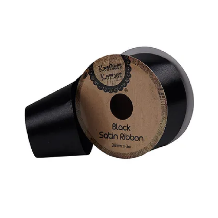 Satin Black Ribbon 3mx38[288/12]