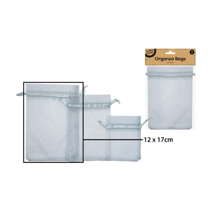 Organza Bag 12 × 17cm Silver