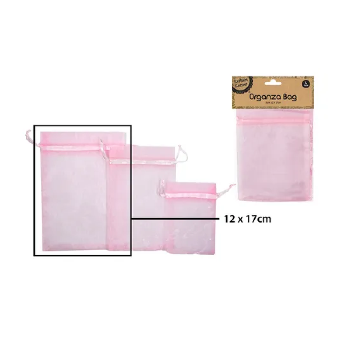 Organza Bag 12X17cm Pink/4 [144/12]