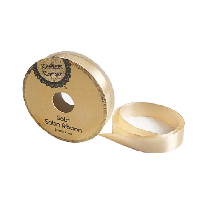 Satin Gold Ribbon 15× 4m [360/12]