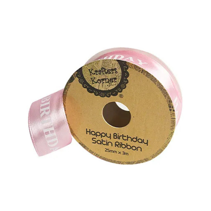 Happy Birthday Pink 25mm × 3m Ribbon [288/6]