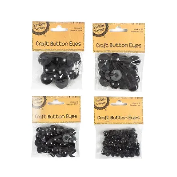 Craft Button Eyes-4 Asst [144/12]