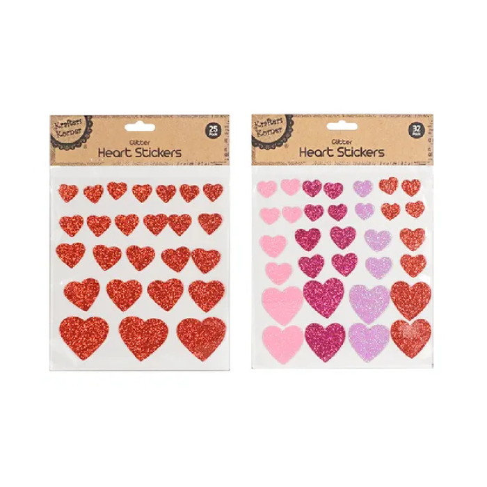 Glitter Heart Stickers/25 [144/12]
