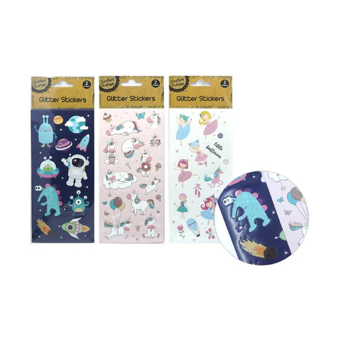 Glitter Decorative Sticker Sheets (2 Sheets)