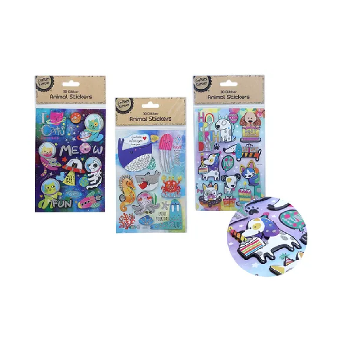 3D Animal Sticker W Glitter [144/12]