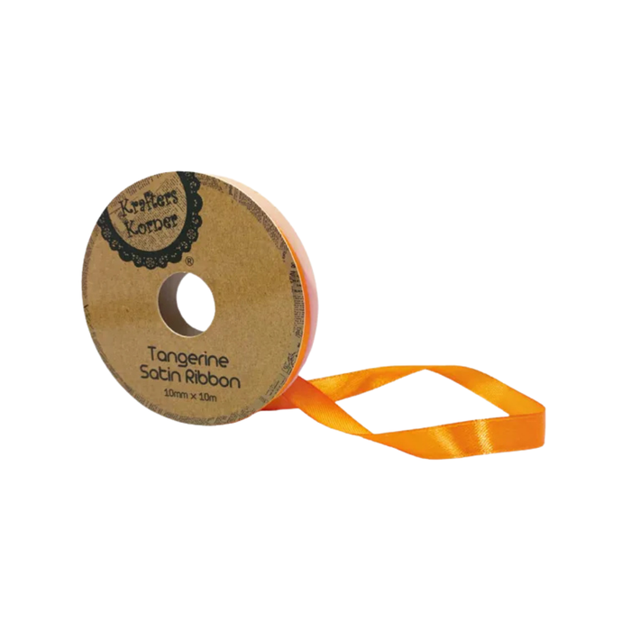 Satin Tangerine Ribbon 10mm × 10m