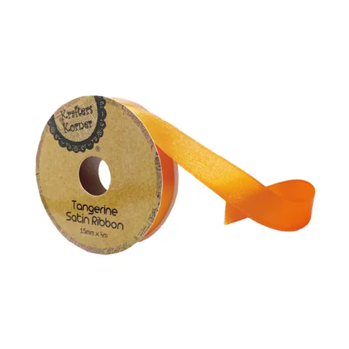 Satin Tangerine Ribbon 15mm × 4m