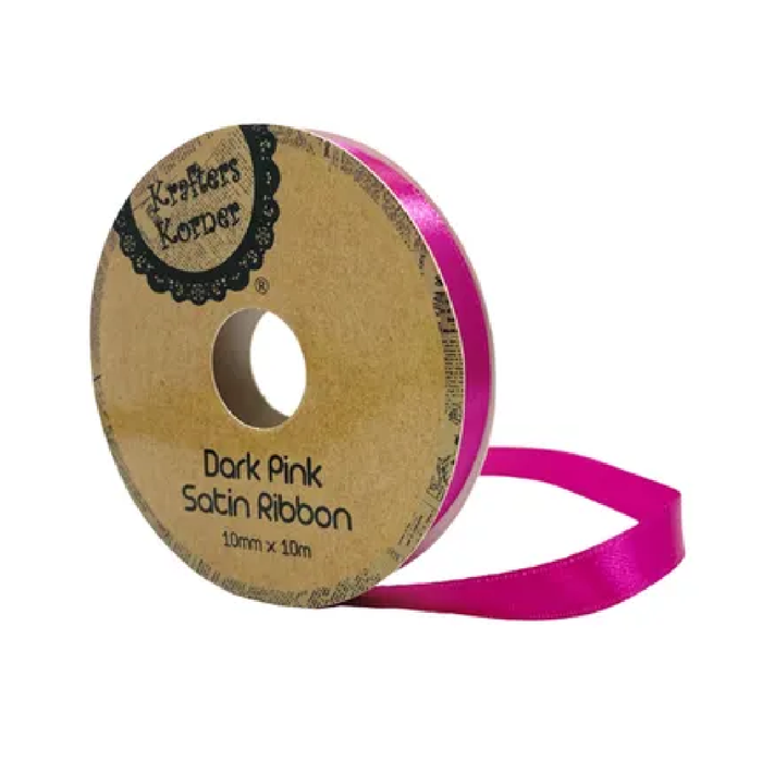 Satin Dark Pink Ribbon 10× 10m [480/12]