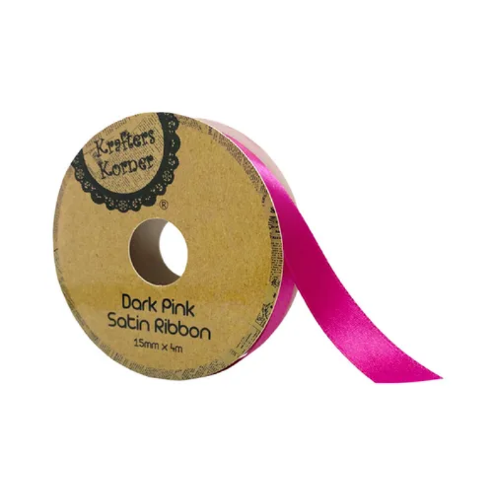 Satin Dark Pink Ribbon 15× 4m [360/12]