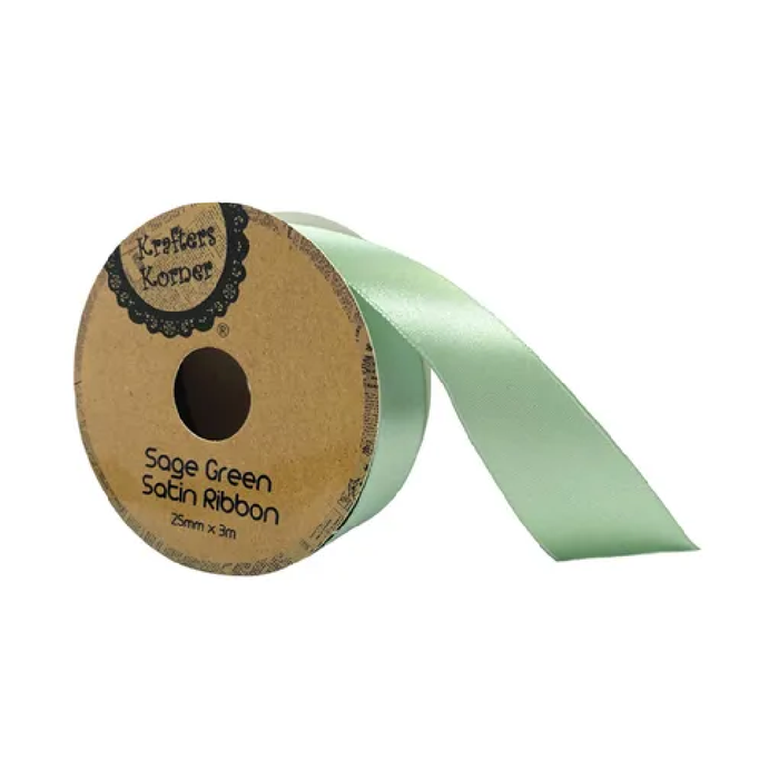 Satin Sage Green Ribbon 25× 3m [288/12]