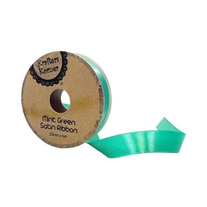 Satin Mint Green Ribbon 15× 4m [360/12]