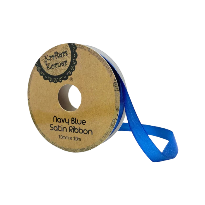 Satin Navy Blue Ribbon 10mm × 10m