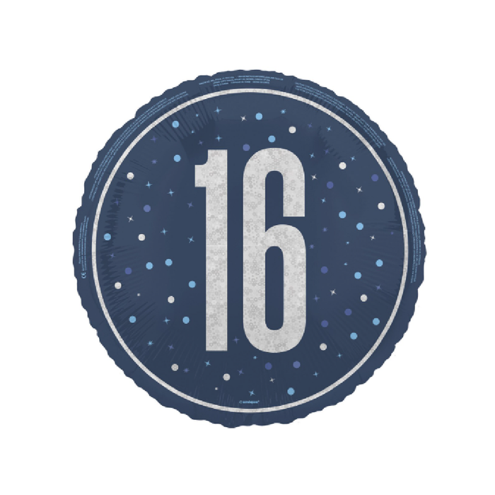 Casaliving Blue "16" Foil Prismatic Balloon