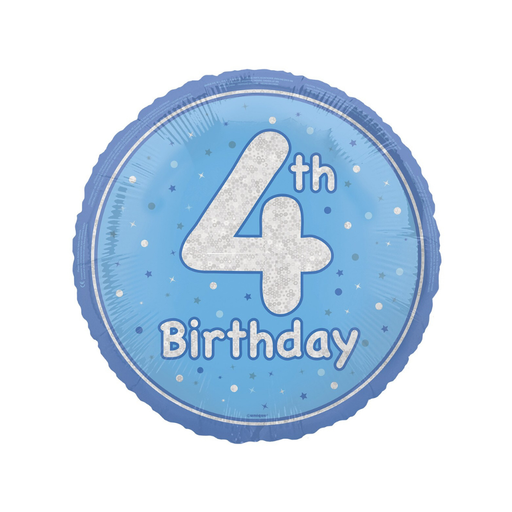 Casaliving Glitz Blue "4th Birthday" Foil Balloon