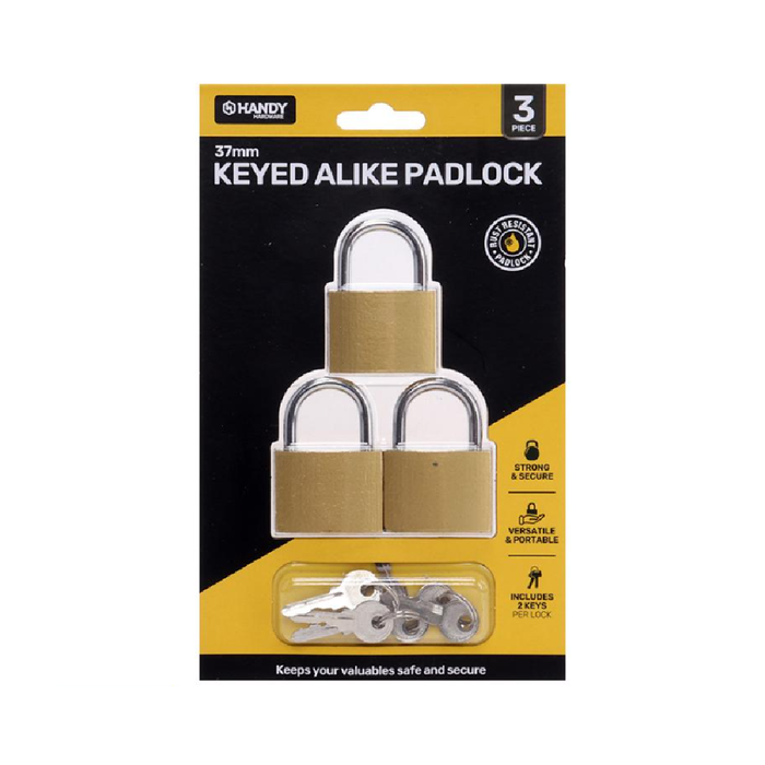 Casaliving Padlock Keyed Alike 37mm 3pk