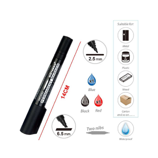 Casaliving Permanent Markers Assorted 3pcs