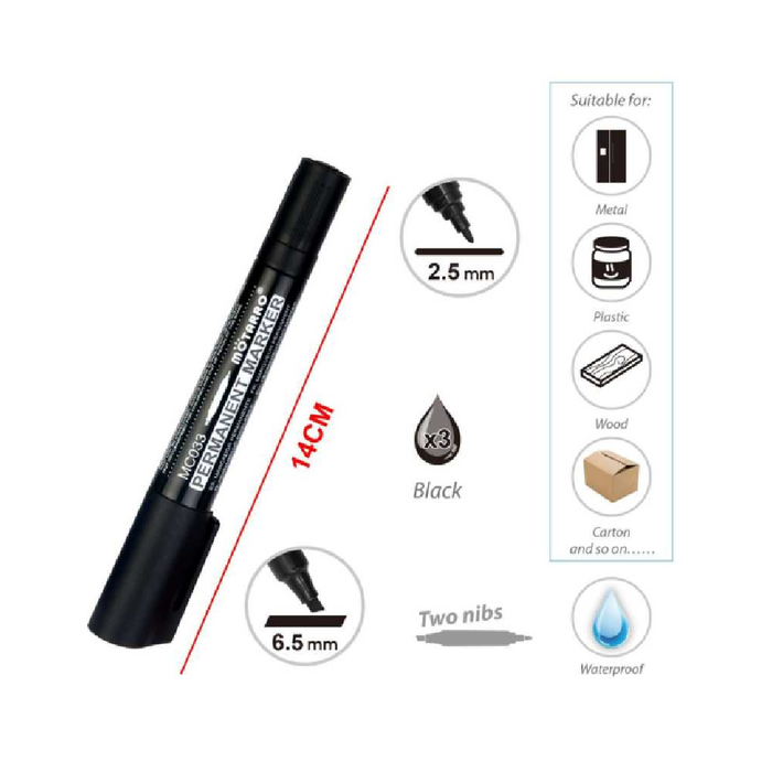 Casaliving Permanent Markers Black 3pcs