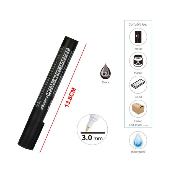 Casaliving Permanent Markers Black 3pcs Set