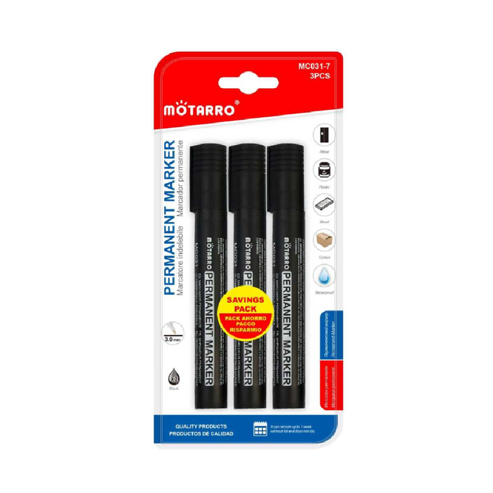 Casaliving Permanent Markers Black 3pcs Set