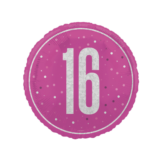 Casaliving Pink "16" Foil Prismatic Balloon