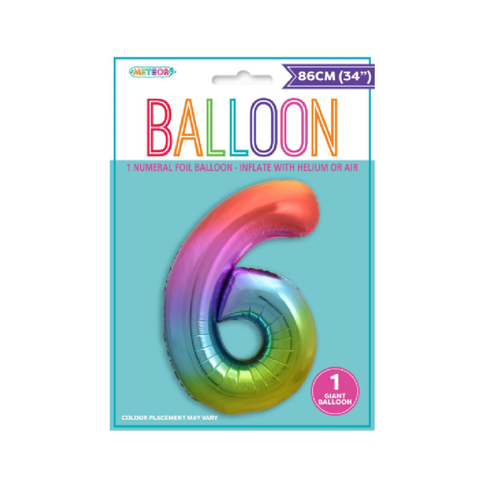 Casaliving Rainbow "6" 34" Numeral Balloon