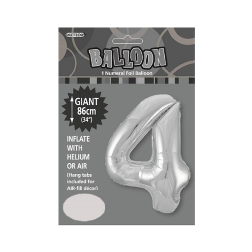 Casaliving Silver "4" 34" Numeral Balloon