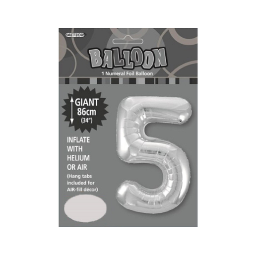 Casaliving Silver "5" 34" Numeral Balloon