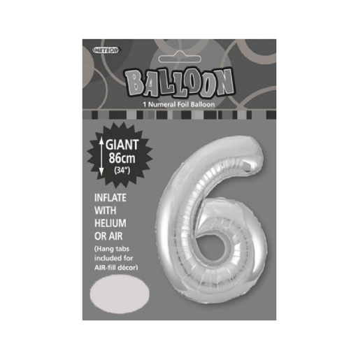 Casaliving Silver "6" 34" Numeral Balloon