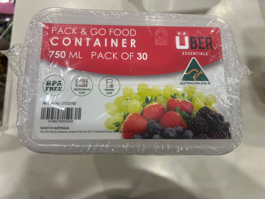 30-Pack 750ml Reusable Take Away Containers – BPA Free, Microwave & Freezer Safe – Made in Australia