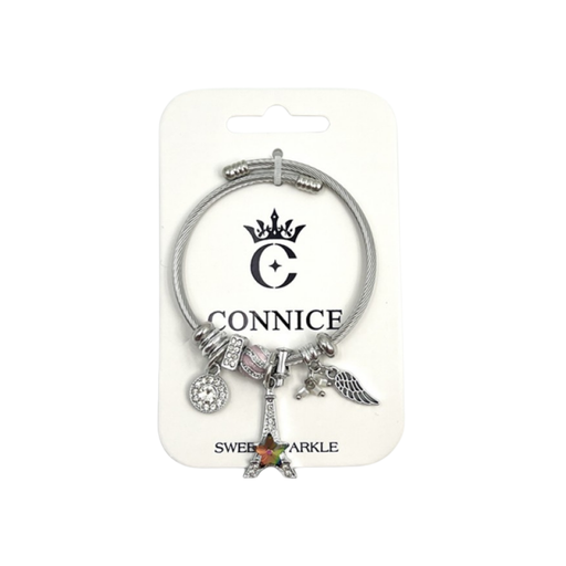 Eiffel Tower Wing Charm – Twisted Wire Bangle (1 Each)