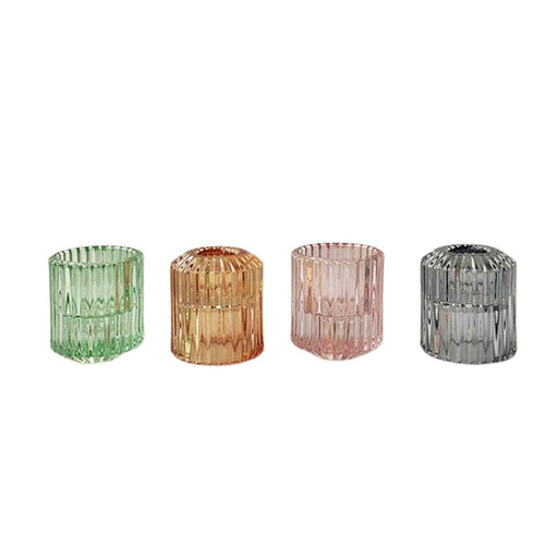 Glass Double Sided Candle Holder - 5.5x5.5x6cm - Casa Living