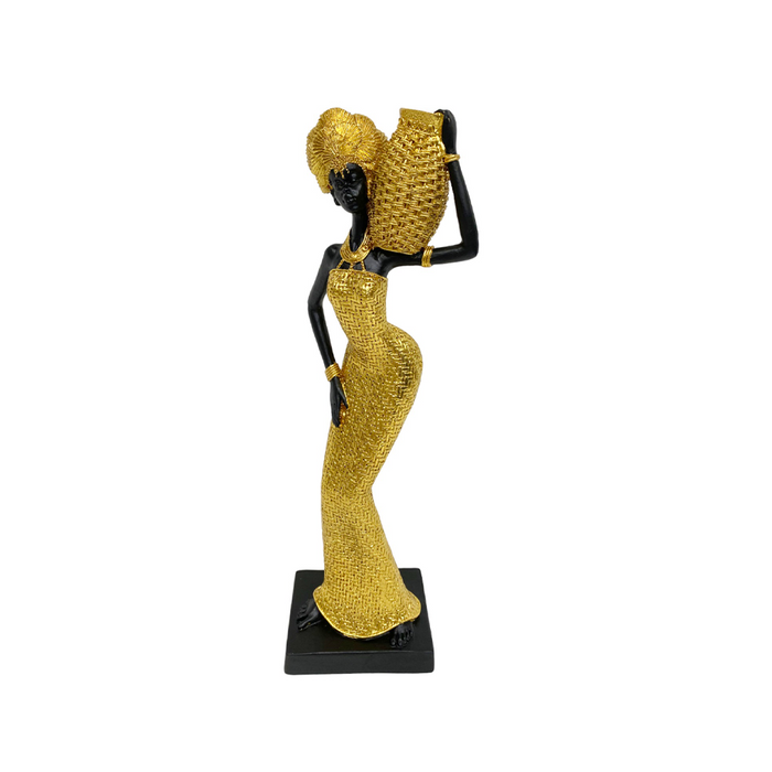 Gold African Lady with Bowl | Living room decorations by Casaliving