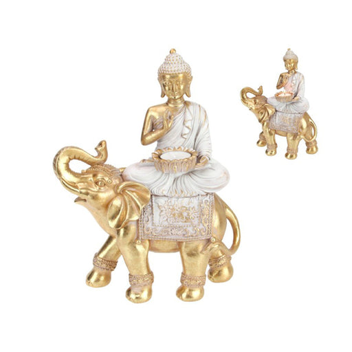 Gold/Grey Rulai Buddha On Ele - Buddha Statues by Casaliving&nbsp;