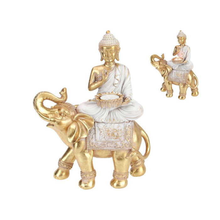 Gold/Grey Rulai Buddha On Ele - Buddha Statues by Casaliving&nbsp;