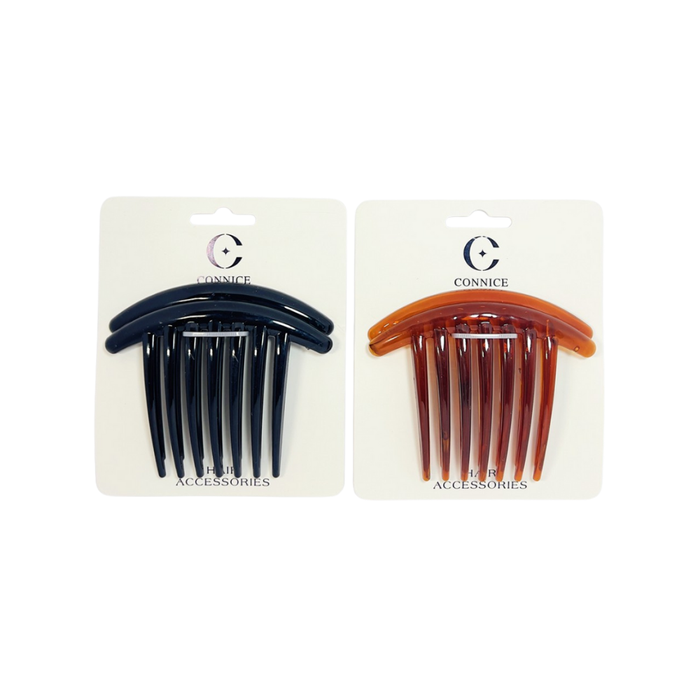 Hair Side Comb (2 Pack) – 7-Tooth French Twist, Black & Brown