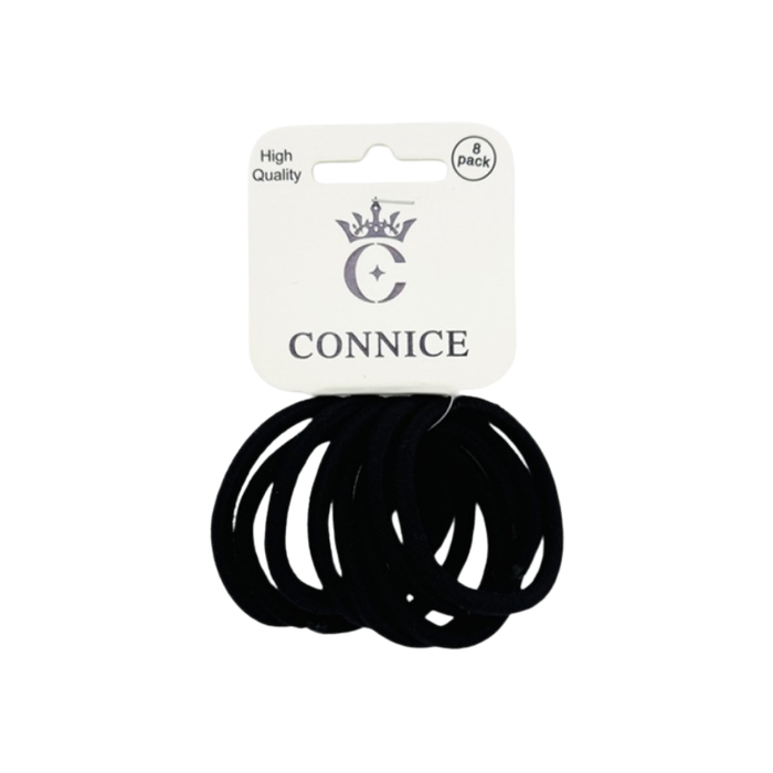 Hair Ties (8 Pack) – 6mm Woolen Fabric, Black