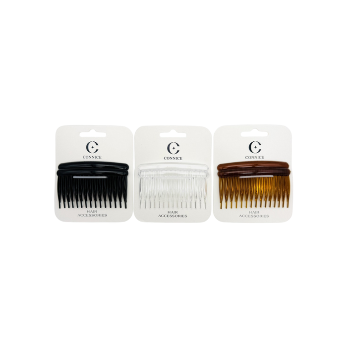 Hair Side Comb (2 Pack) – French Twist Gloss, Black, Brown, Clear