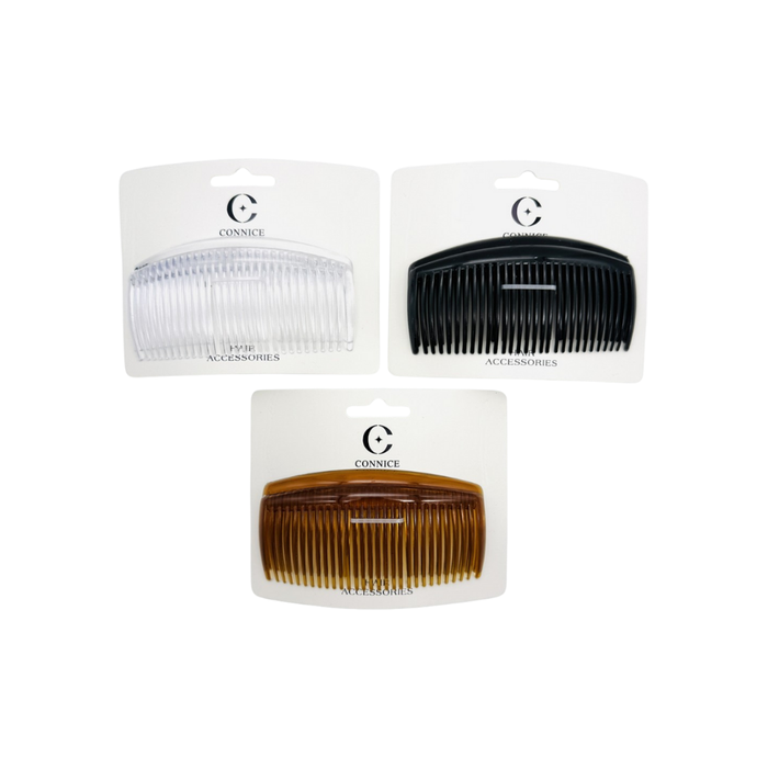 Hair Side Comb (10cm, 2 Pack) – French Twist, Black, Brown, Clear