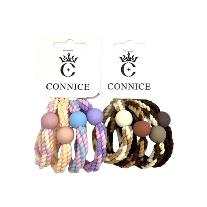 Hair Ties (4 Pack) – Thick Braid, Mixed Colours