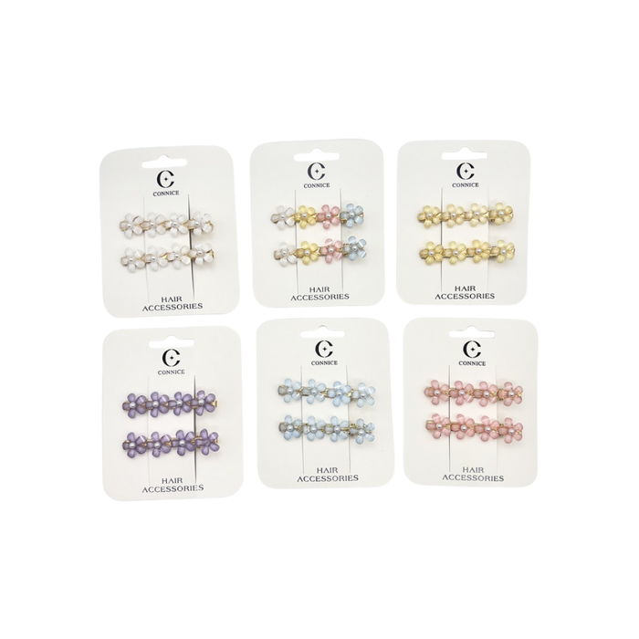 Hair Clip Set (4-in-1) – Small Colorful Flowers