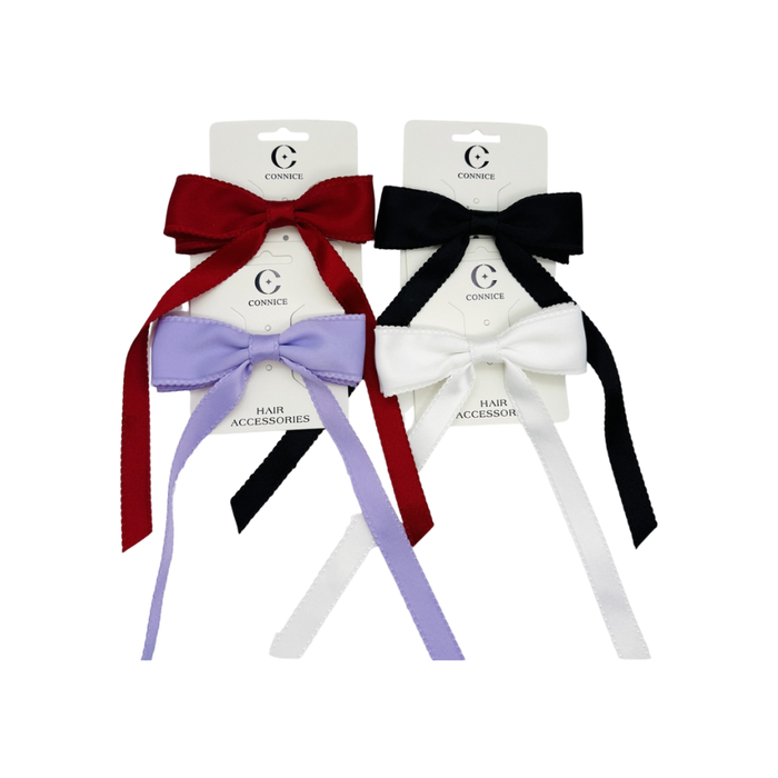 Fabric Bow Clip – Satin #5, Assorted Colors